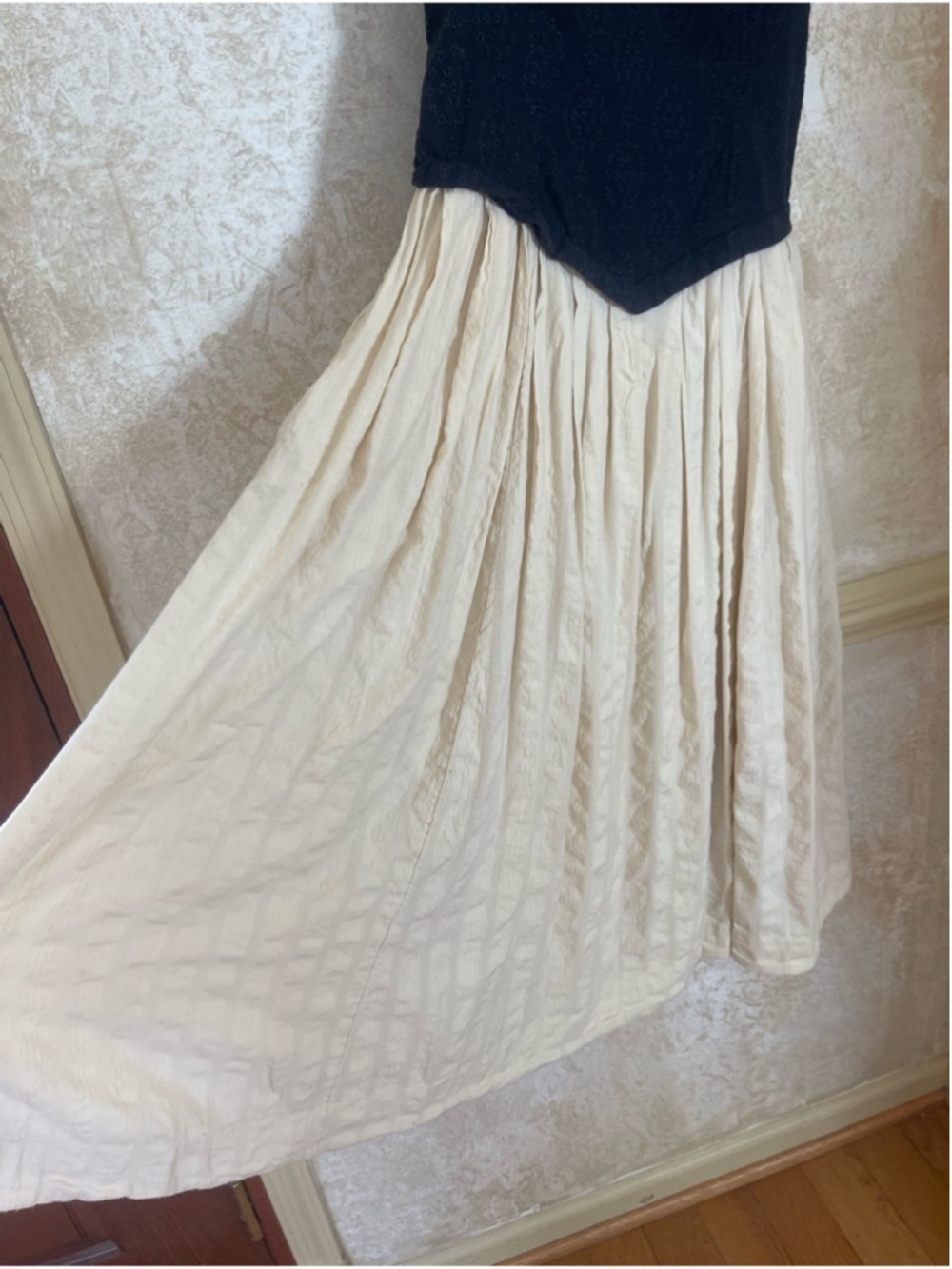 Free People Salvador Midi Dress Sz M Black Cream Embroidered Corset Back Detail - Picture 10 of 16